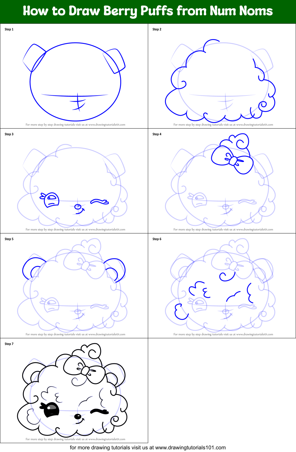 How to Draw Berry Puffs from Num Noms Printable Step by Step