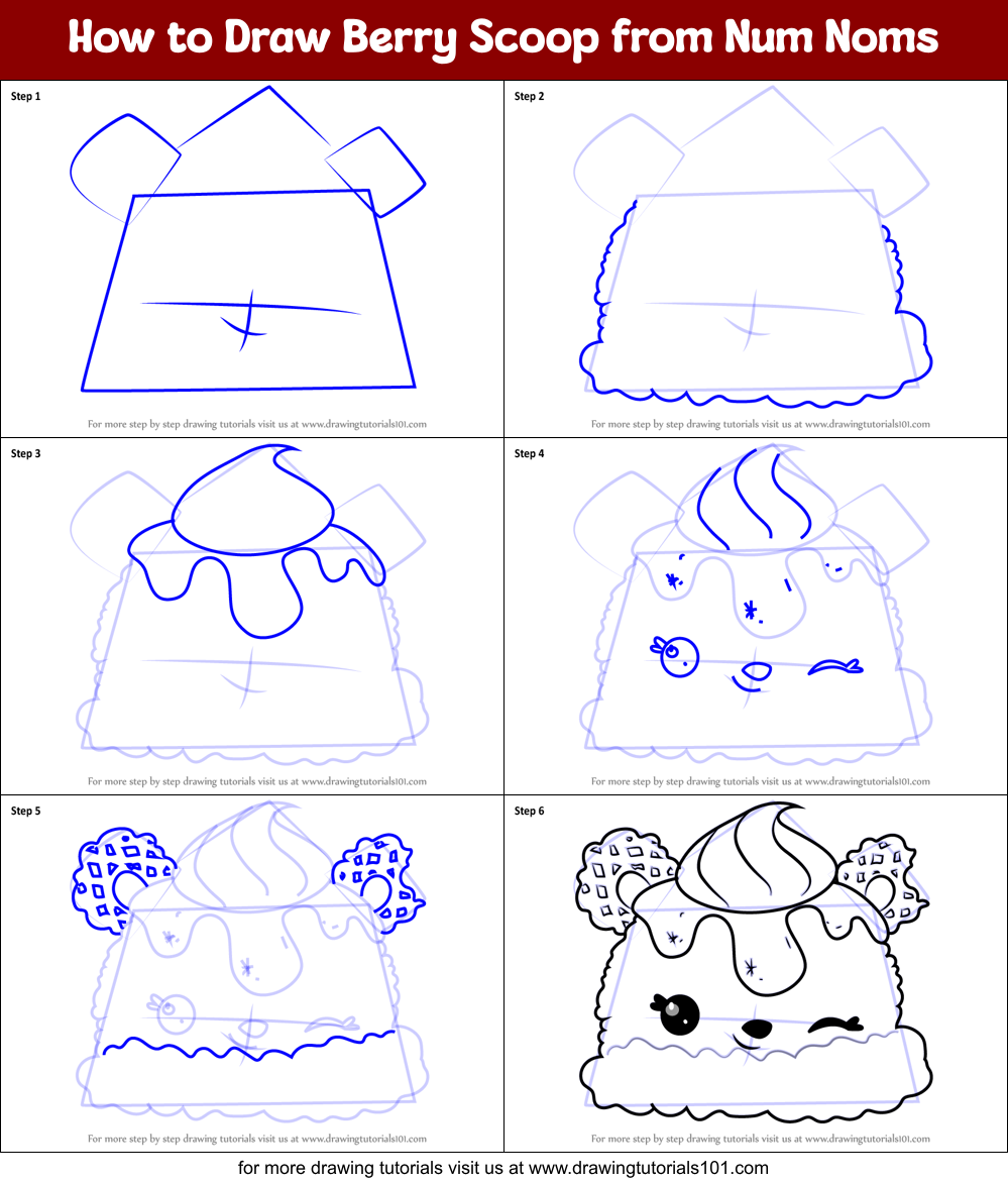 How to Draw Berry Scoop from Num Noms Printable Step by Step