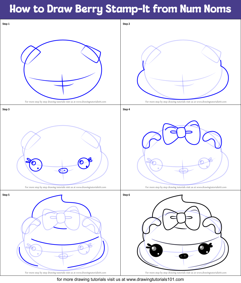 How to Draw Berry Stamp-It from Num Noms Printable Step by Step