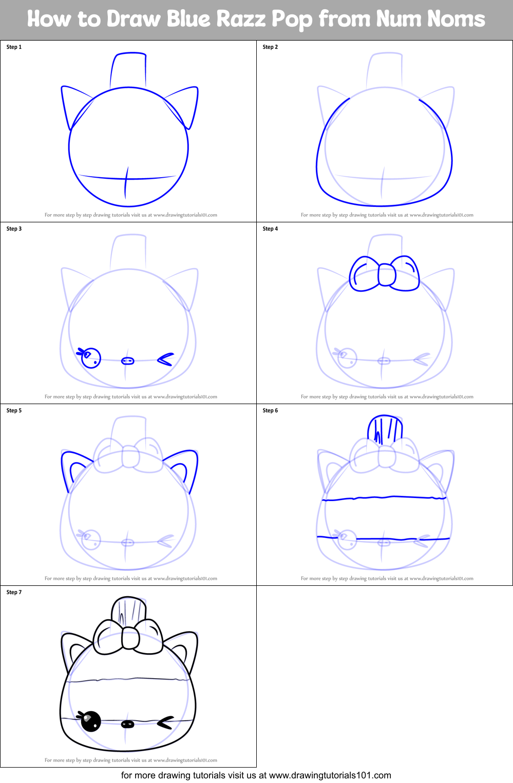 How to Draw Blue Razz Pop from Num Noms Printable Step by Step