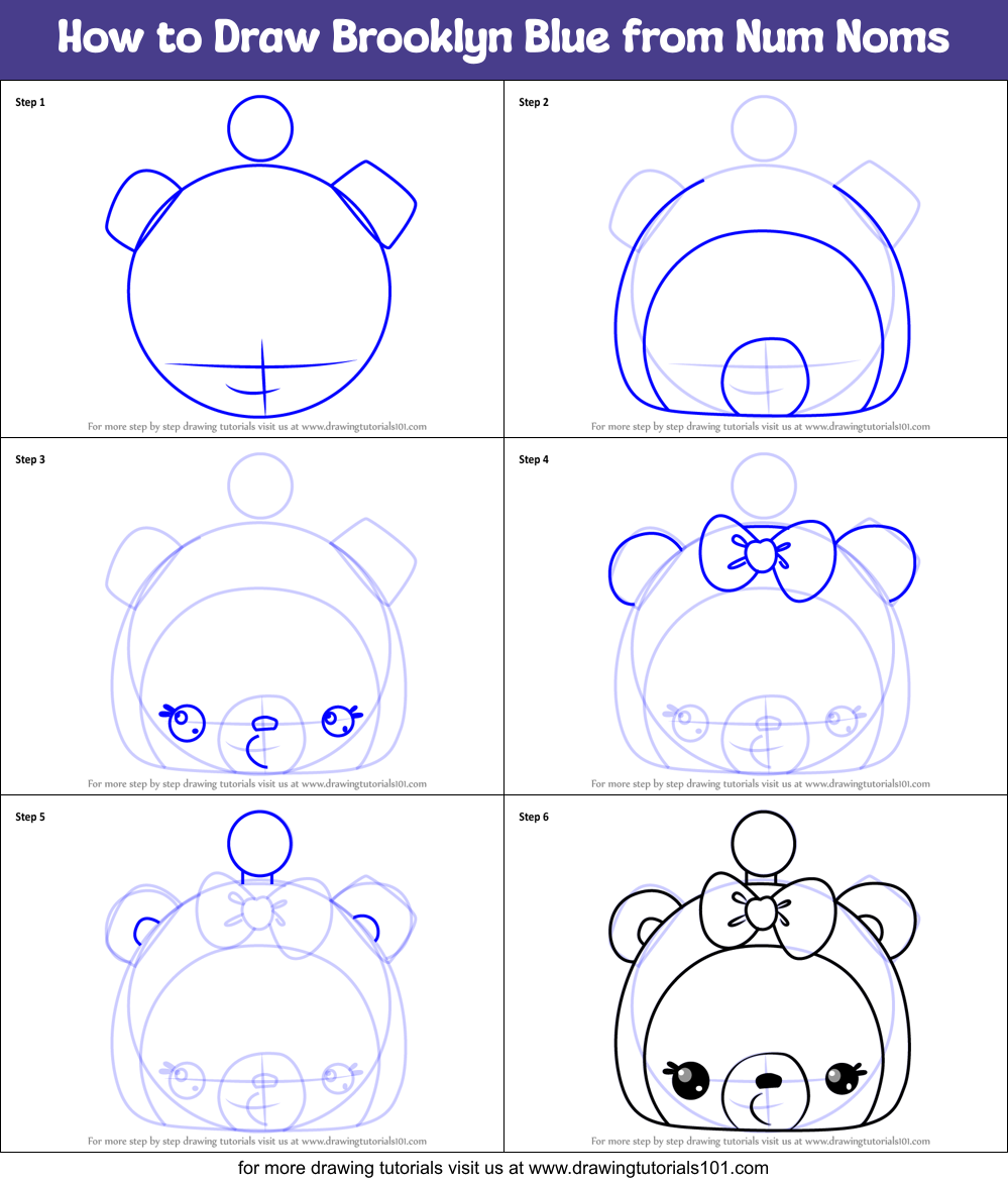 How to Draw Brooklyn Blue from Num Noms Printable Step by Step