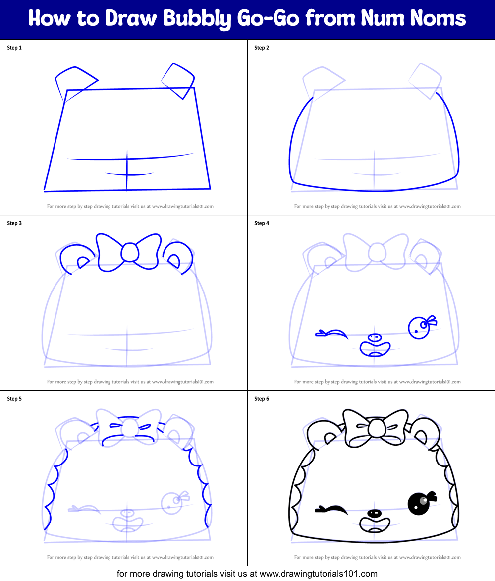 How to Draw Bubbly Go-Go from Num Noms Printable Step by Step