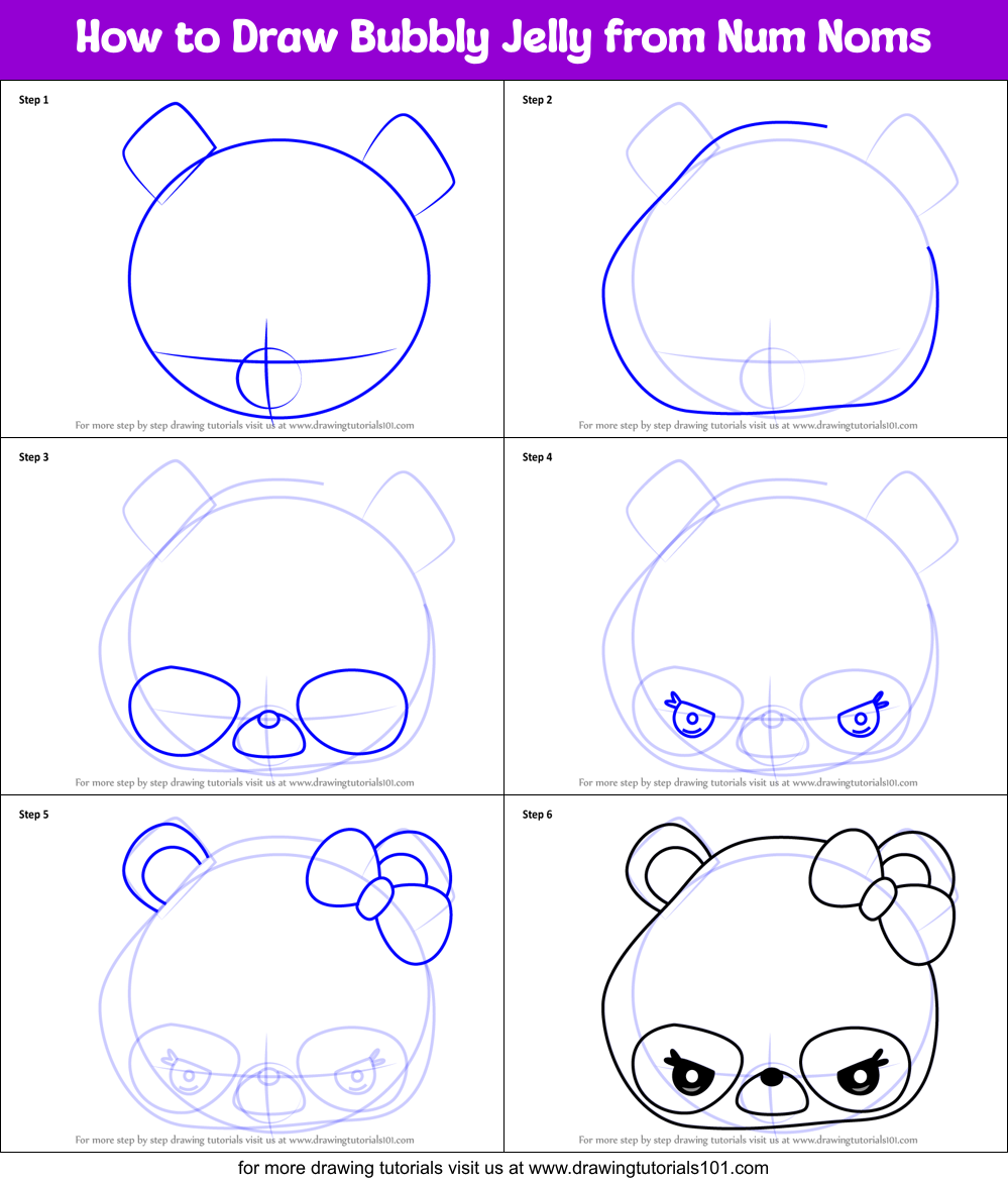 How to Draw Bubbly Jelly from Num Noms Printable Step by Step
