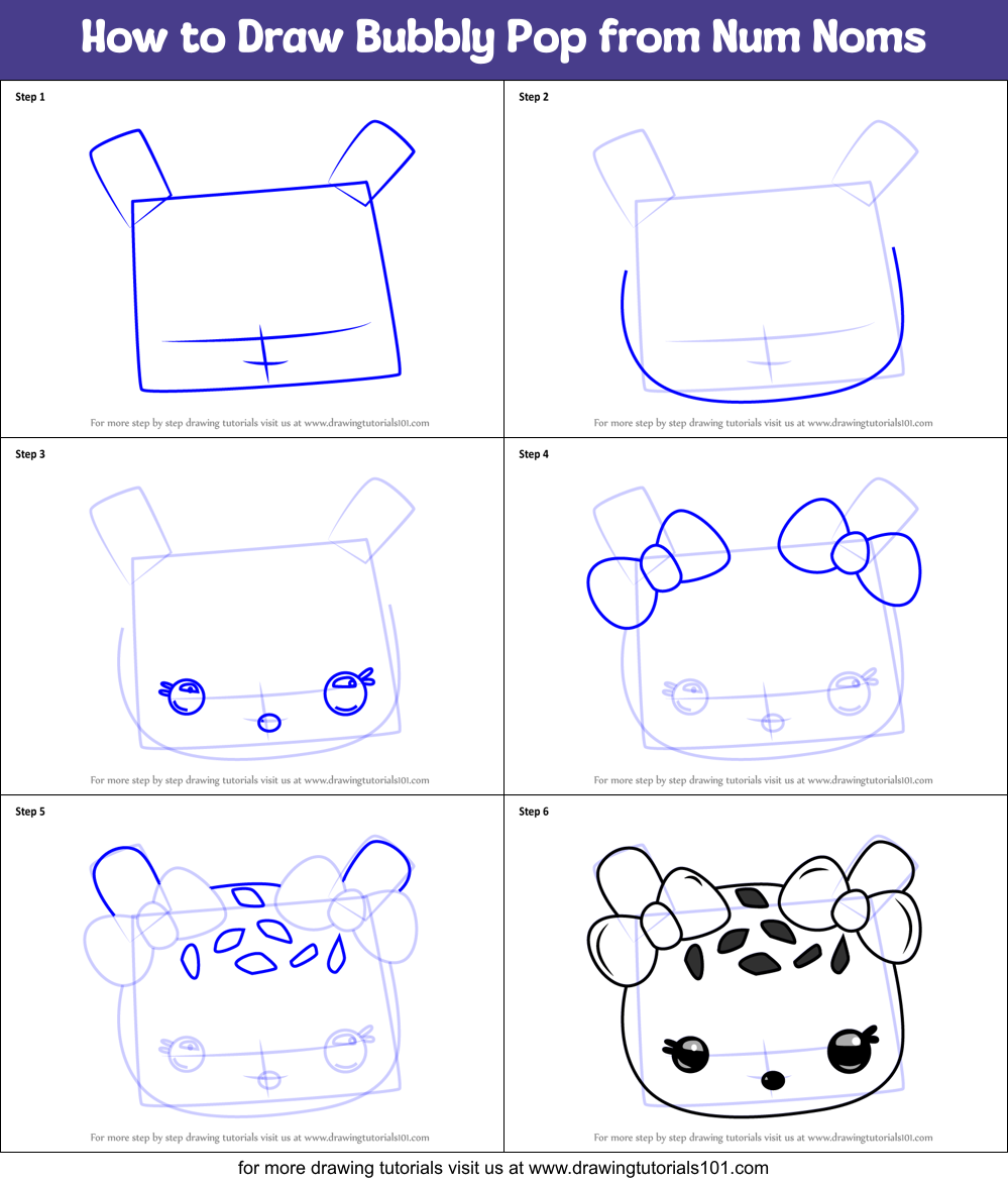 How to Draw Bubbly Pop from Num Noms Printable Step by Step