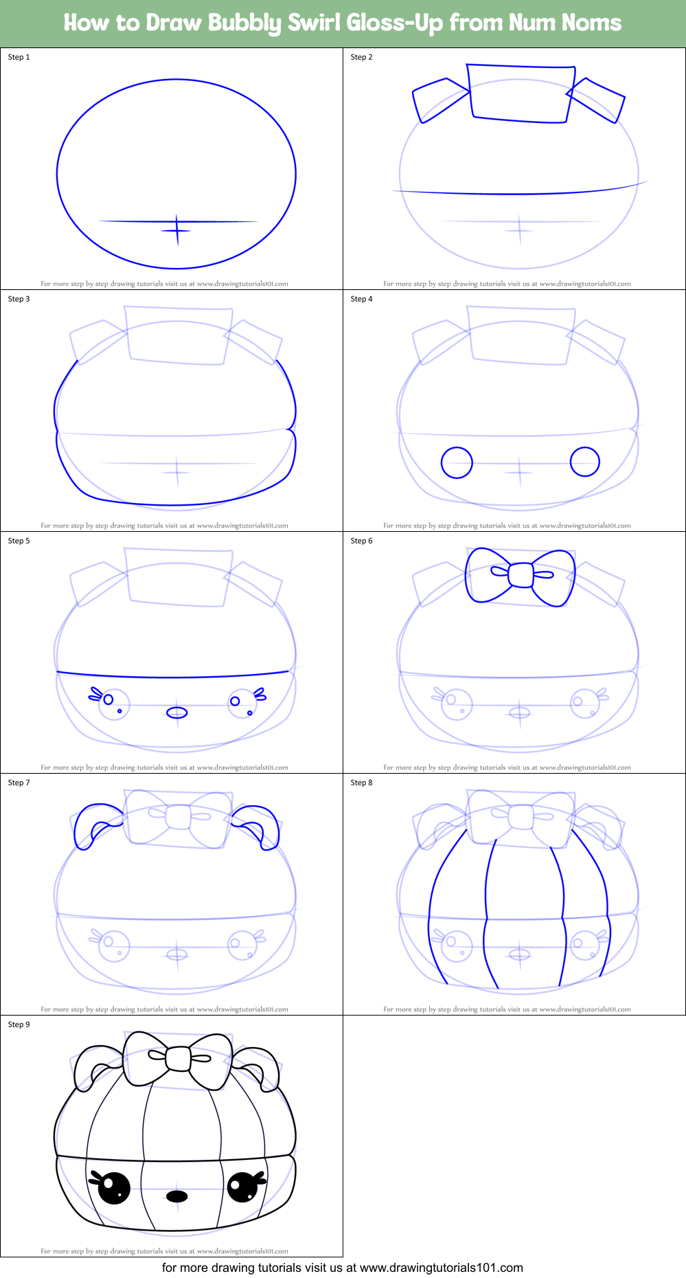 How to Draw Bubbly Swirl Gloss-Up from Num Noms Printable Step by Step