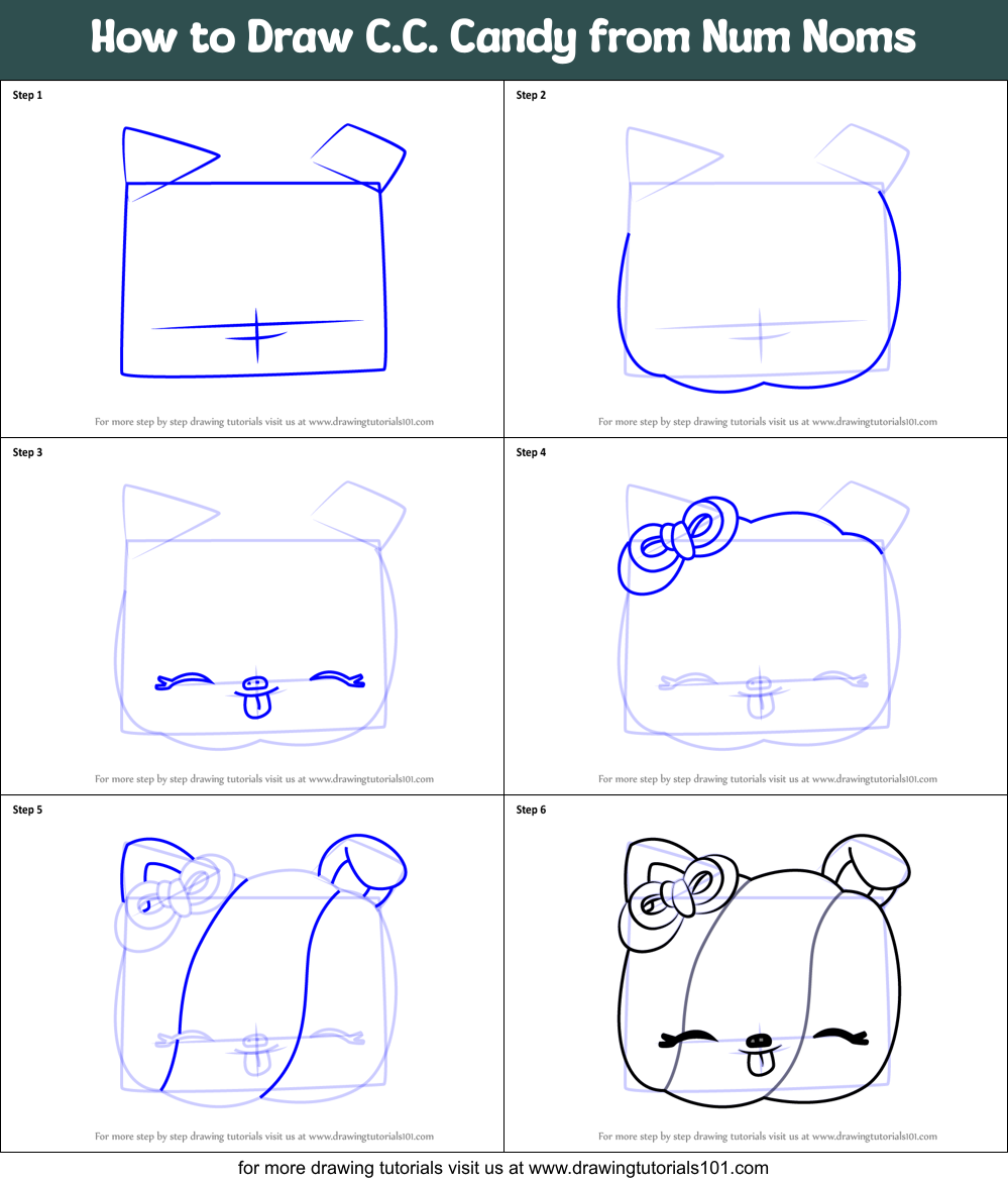 How to Draw C.C. Candy from Num Noms Printable Step by Step