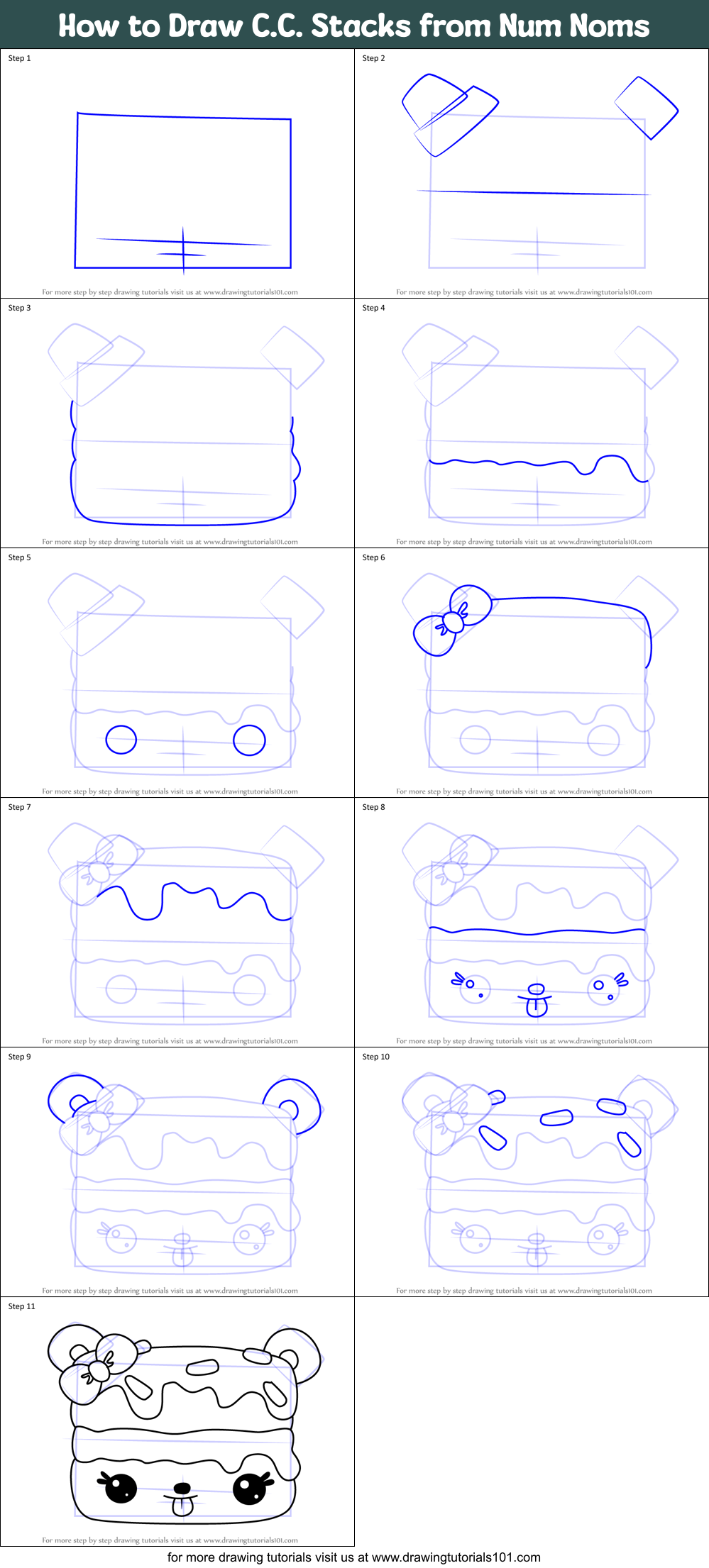 How to Draw C.C. Stacks from Num Noms Printable Step by Step