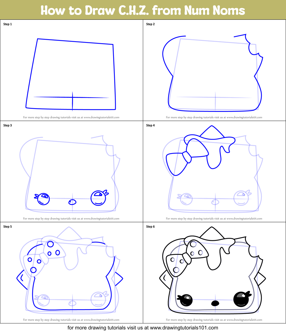 How to Draw C.H.Z. from Num Noms Printable Step by Step