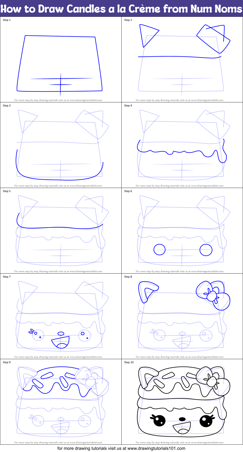 How to Draw Candles a la Crème from Num Noms Printable Step by Step