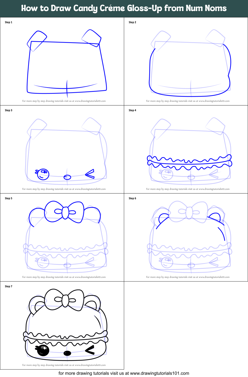 How to Draw Candy Créme Gloss-Up from Num Noms Printable Step by Step