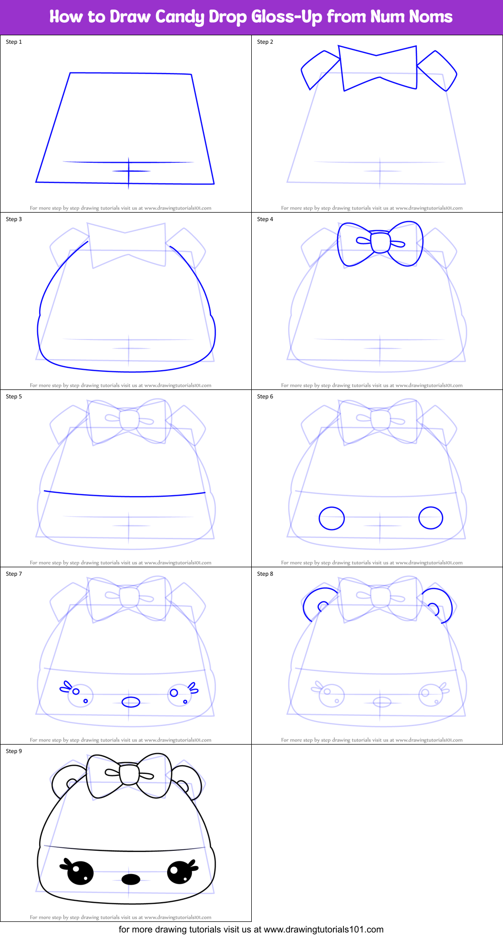 How to Draw Candy Drop Gloss-Up from Num Noms Printable Step by Step