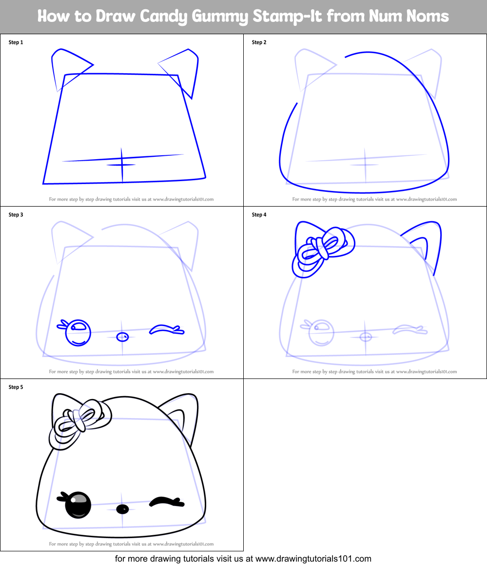 How to Draw Candy Gummy Stamp-It from Num Noms Printable Step by Step