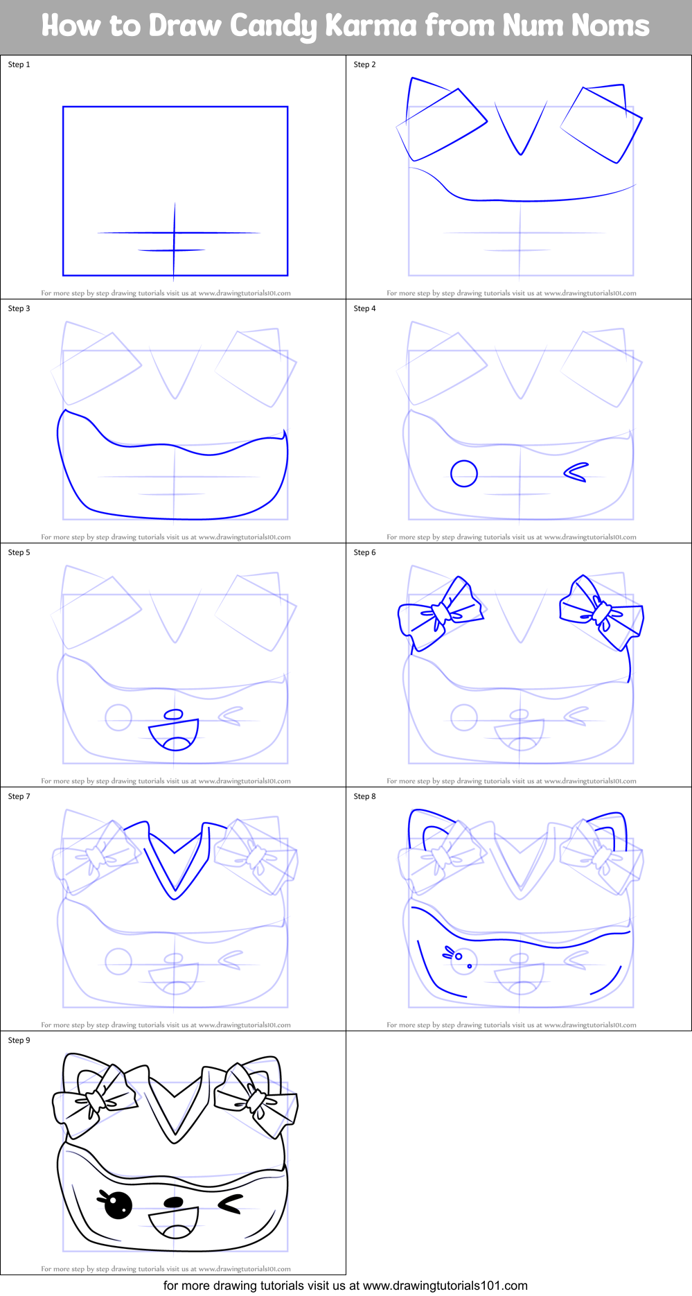 How to Draw Candy Karma from Num Noms Printable Step by Step