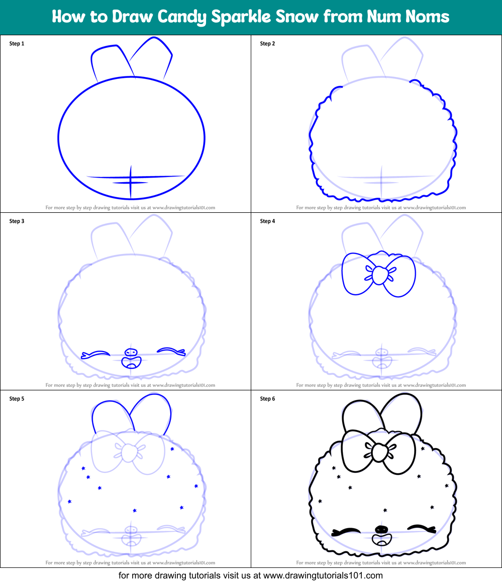 How to Draw Candy Sparkle Snow from Num Noms Printable Step by Step
