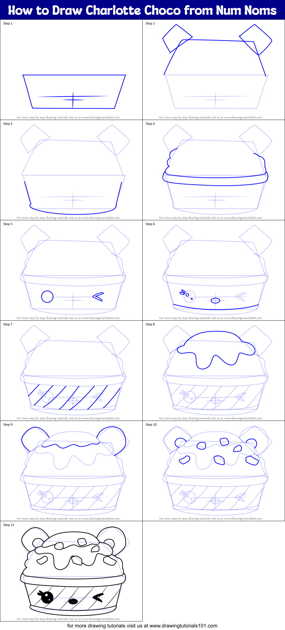 How to Draw Charlotte Choco from Num Noms Printable Step by Step