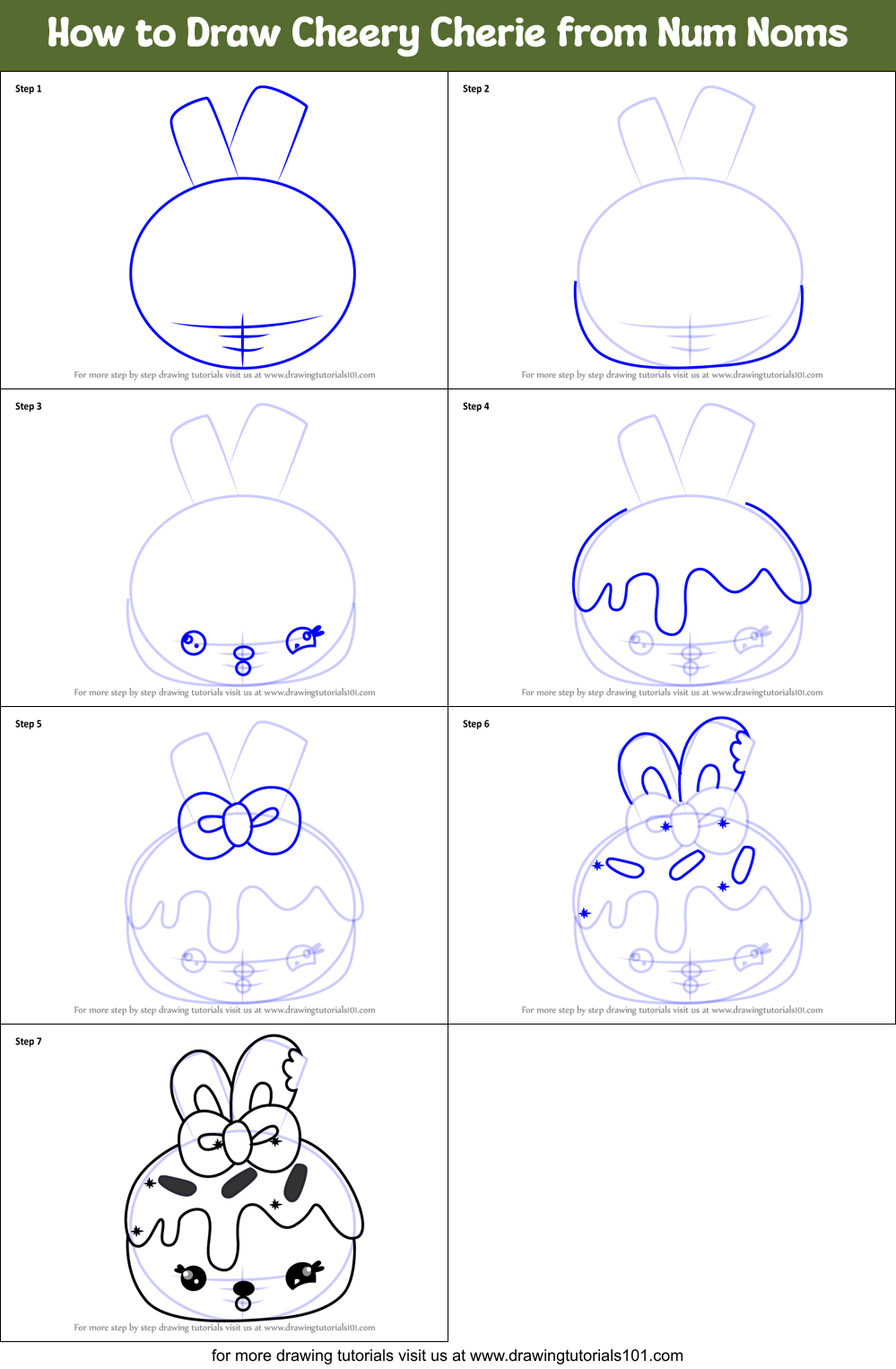 How to Draw Cheery Cherie from Num Noms Printable Step by Step