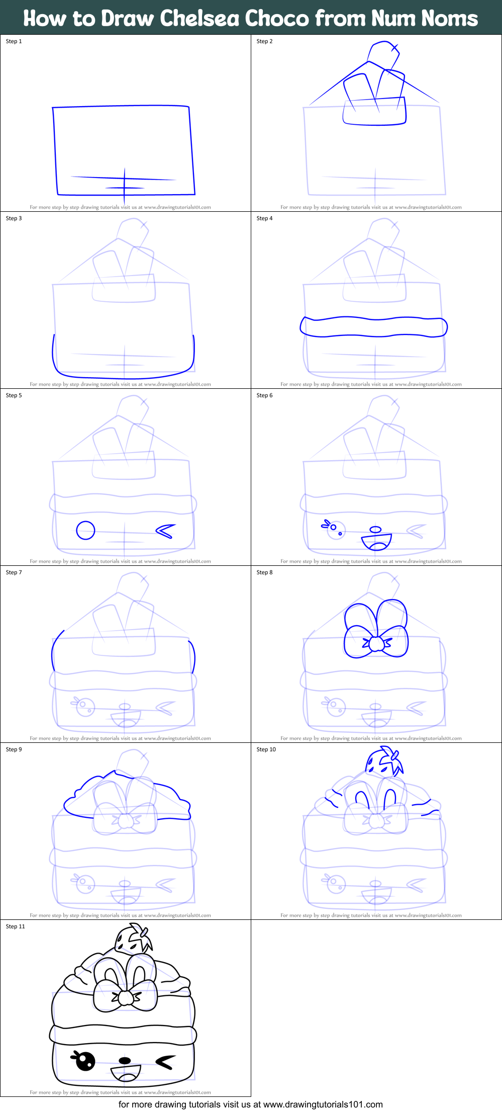 How to Draw Chelsea Choco from Num Noms Printable Step by Step