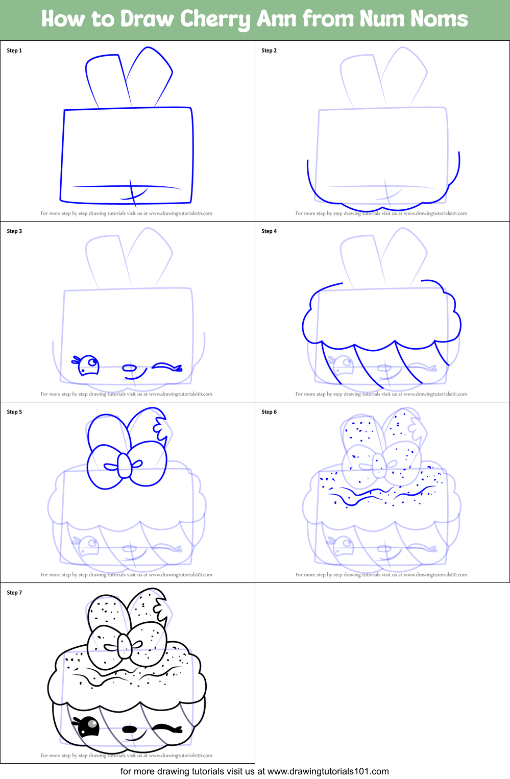 How to Draw Cherry Ann from Num Noms Printable Step by Step