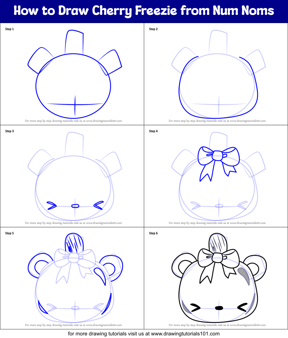 How to Draw Cherry Freezie from Num Noms Printable Step by Step