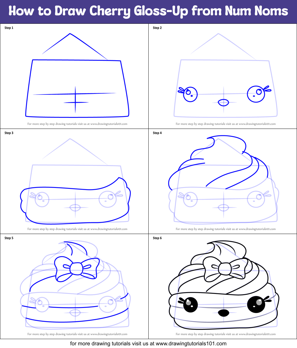 How to Draw Cherry Gloss-Up from Num Noms Printable Step by Step