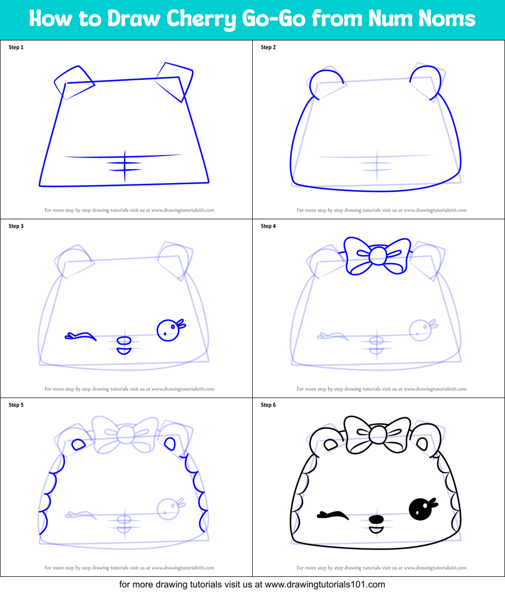 How to Draw Cherry Go-Go from Num Noms Printable Step by Step