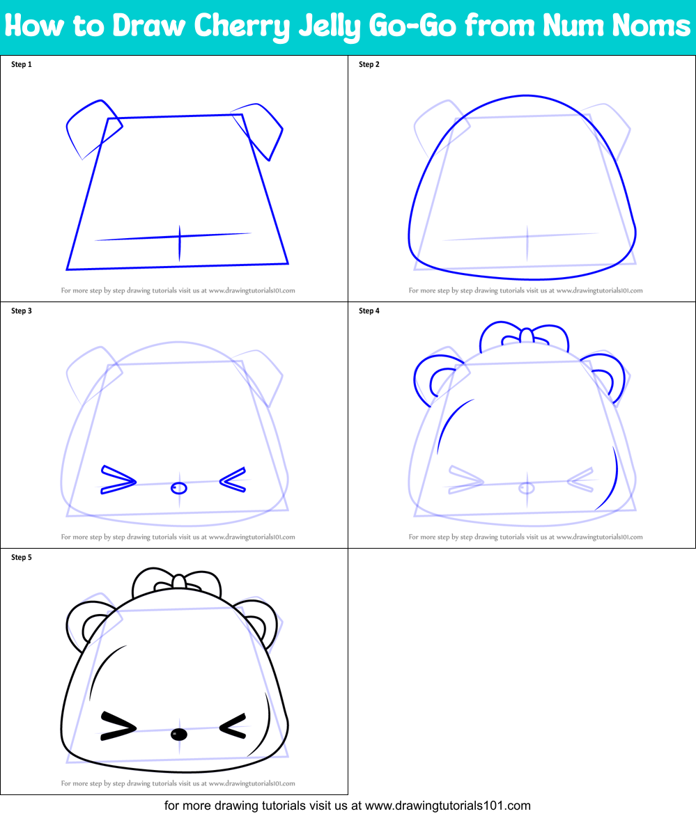 How to Draw Cherry Jelly Go-Go from Num Noms Printable Step by Step