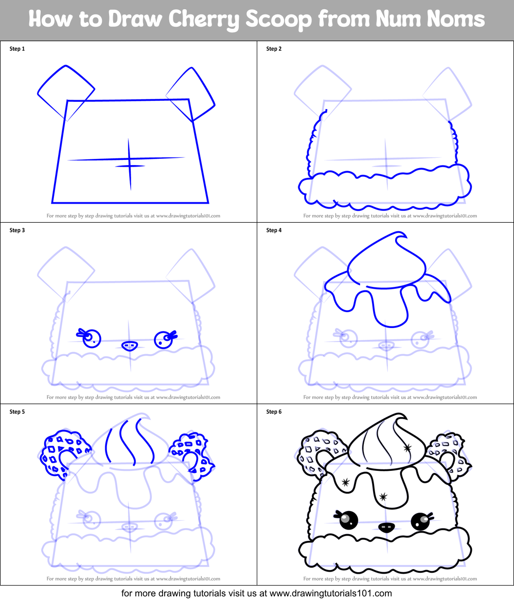 How to Draw Cherry Scoop from Num Noms Printable Step by Step