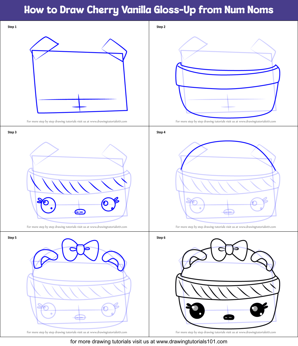 How to Draw Cherry Vanilla Gloss-Up from Num Noms Printable Step by Step