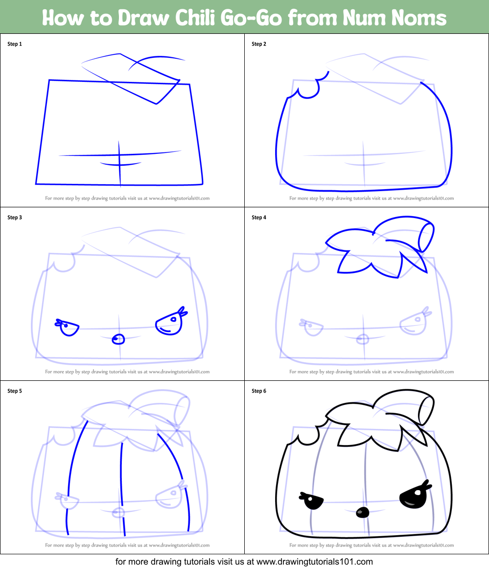 How to Draw Chili Go-Go from Num Noms Printable Step by Step