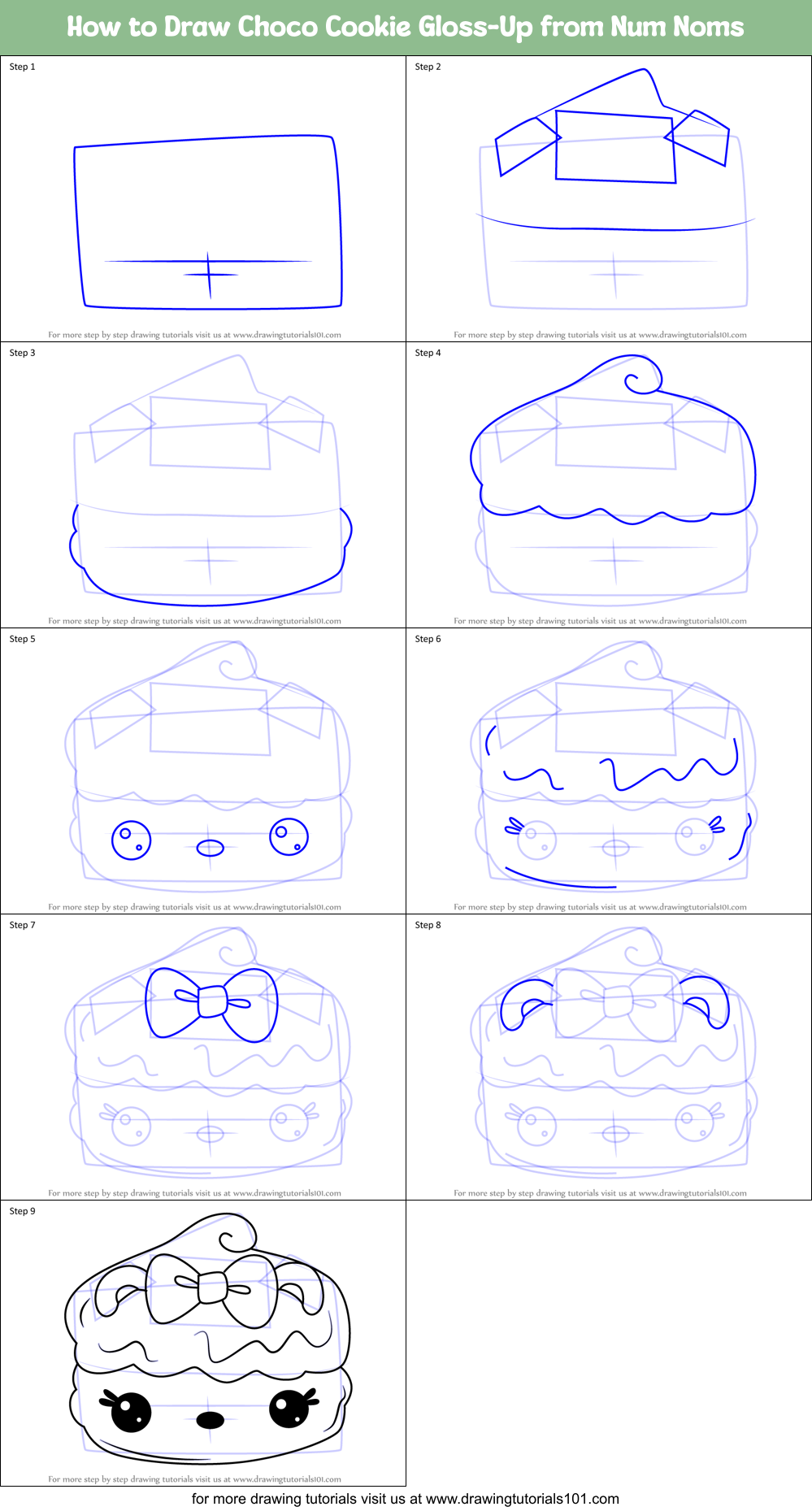 How to Draw Choco Cookie Gloss-Up from Num Noms Printable Step by Step
