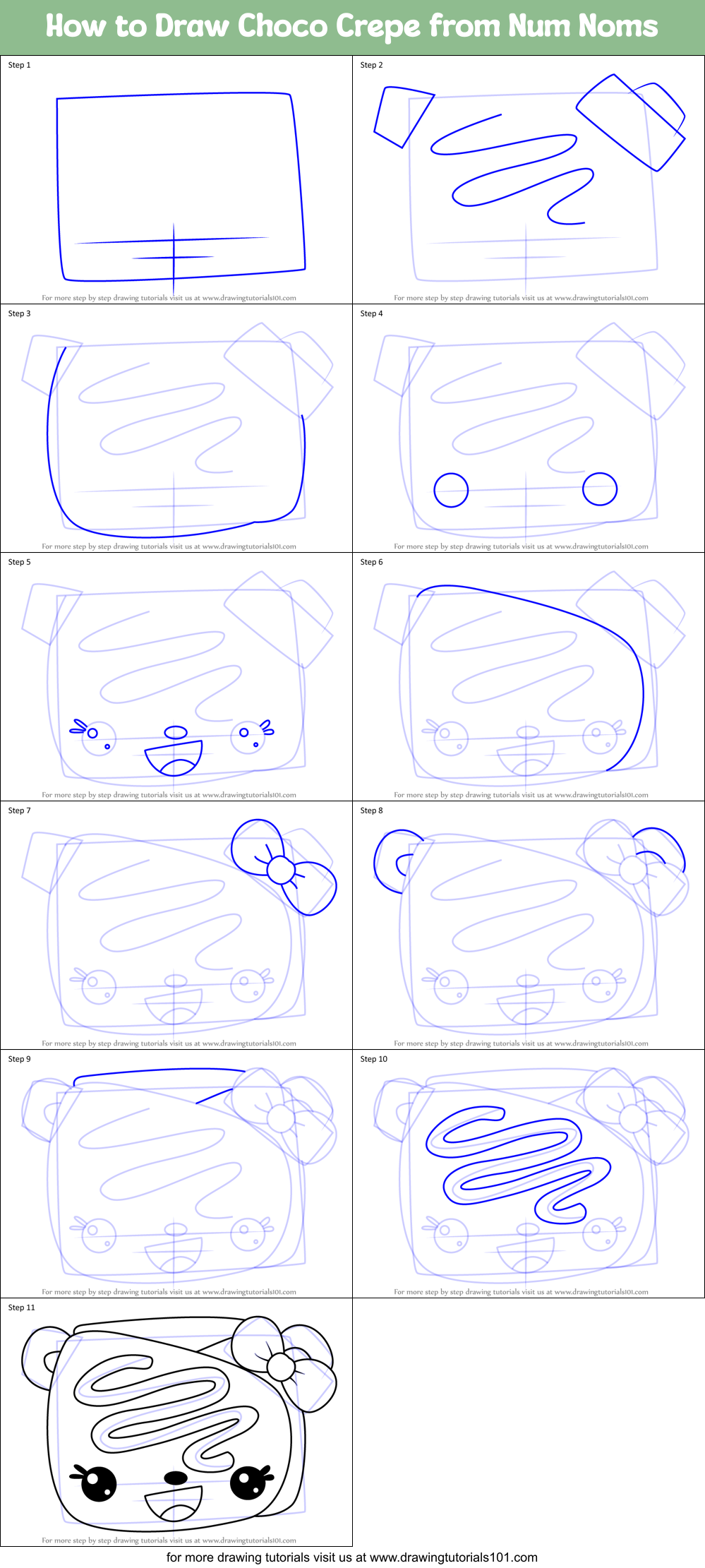 How to Draw Choco Crepe from Num Noms Printable Step by Step