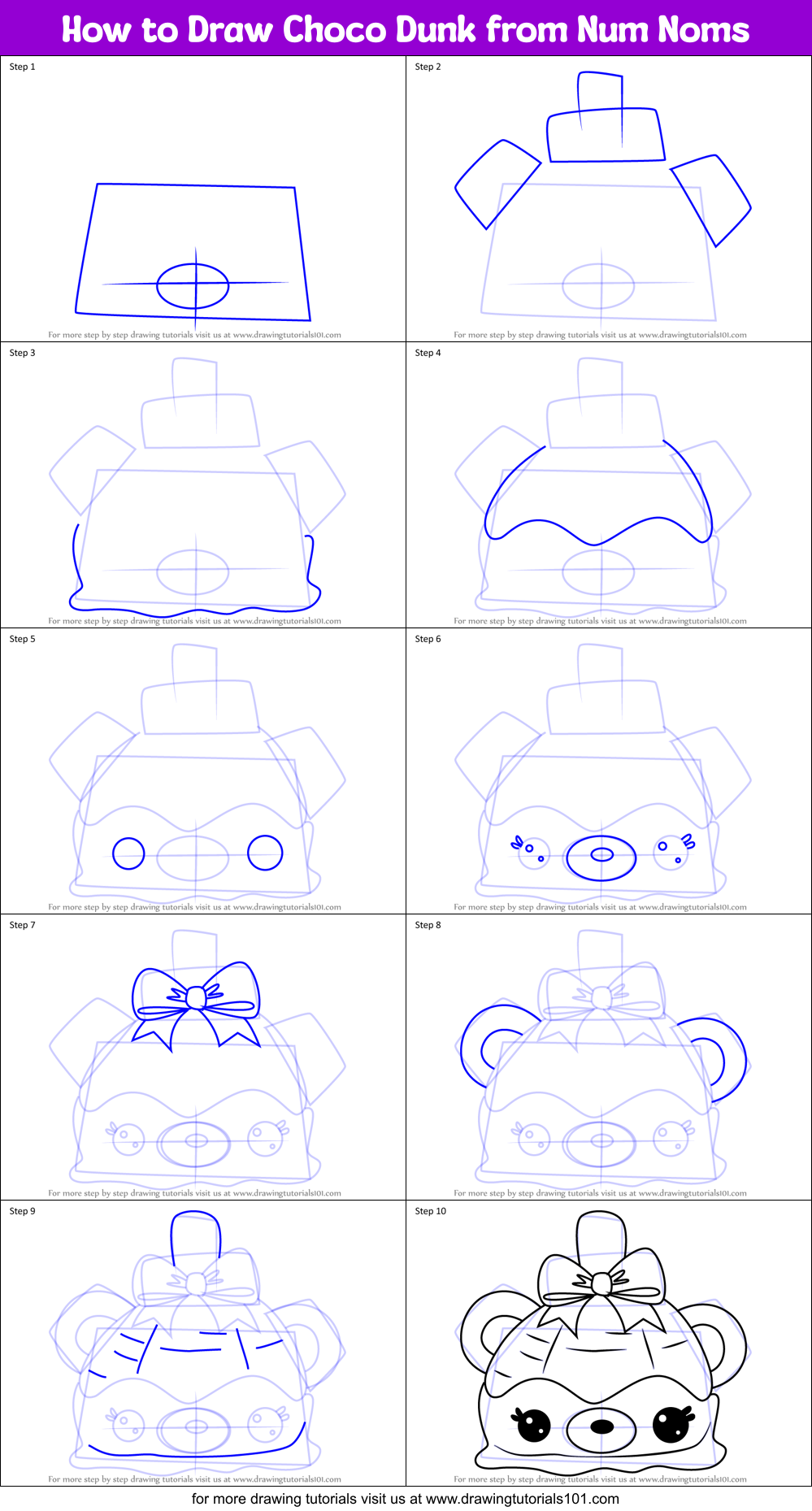 How to Draw Choco Dunk from Num Noms Printable Step by Step