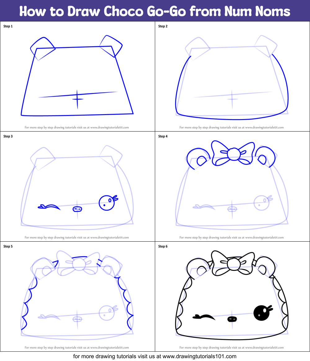 How to Draw Choco Go-Go from Num Noms Printable Step by Step