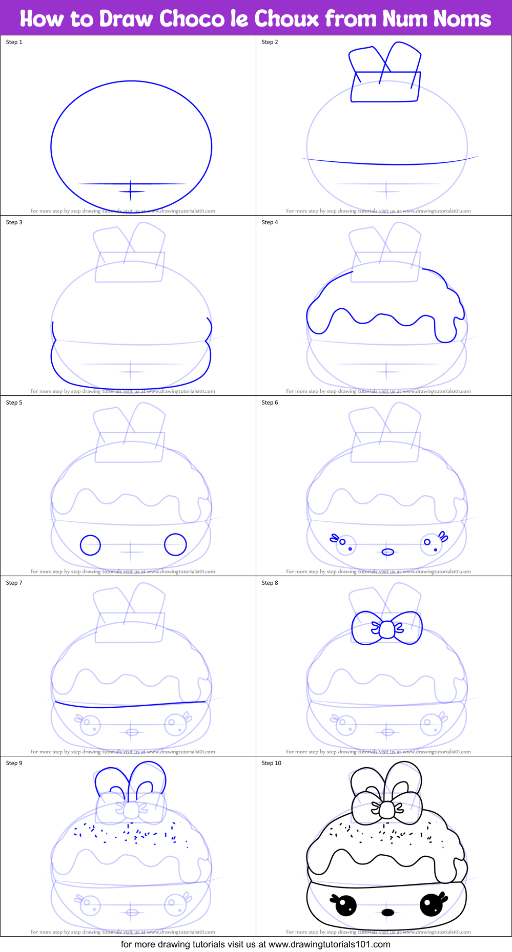 How to Draw Choco le Choux from Num Noms Printable Step by Step