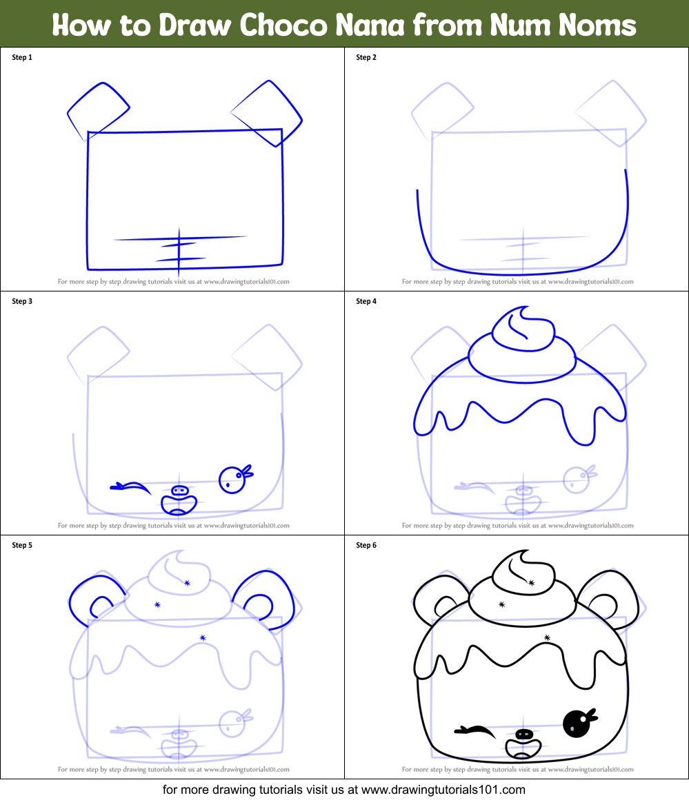How to Draw Choco Nana from Num Noms Printable Step by Step