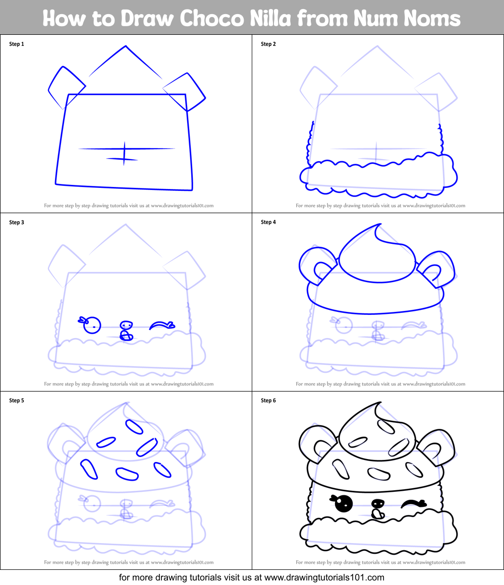 How to Draw Choco Nilla from Num Noms Printable Step by Step