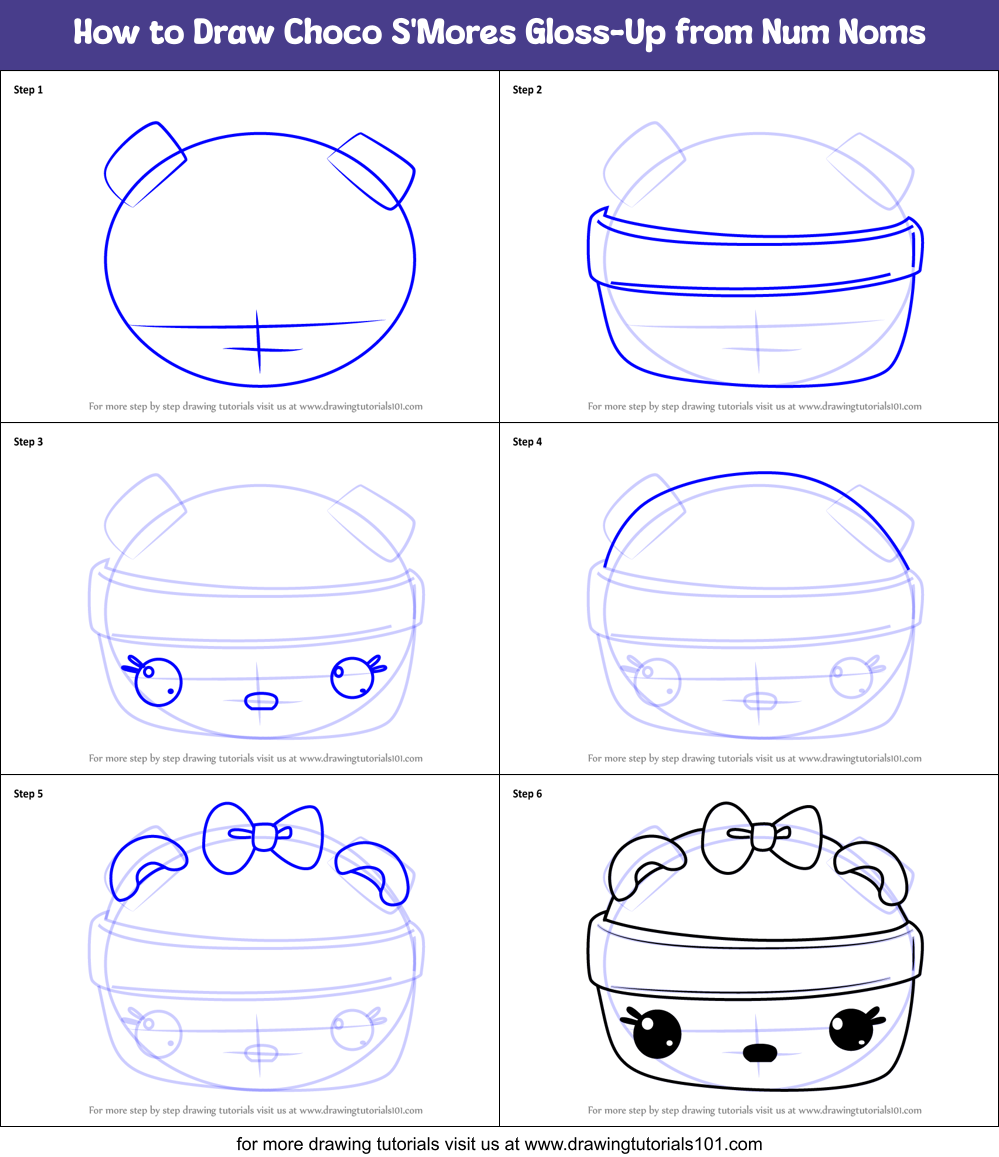 How to Draw Choco S'Mores Gloss-Up from Num Noms Printable Step by Step