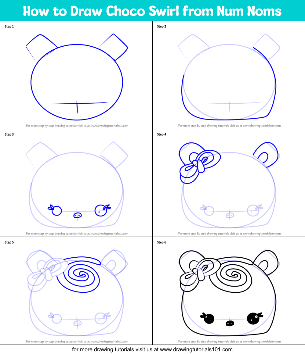 How to Draw Choco Swirl from Num Noms Printable Step by Step