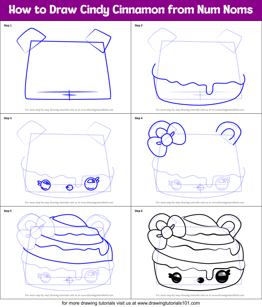 How to Draw Cindy Cinnamon from Num Noms Printable Step by Step