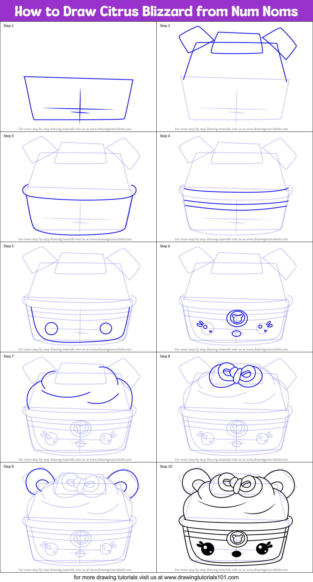 How to Draw Citrus Blizzard from Num Noms Printable Step by Step