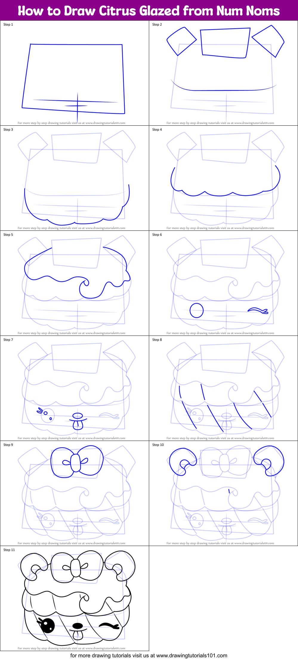 How to Draw Citrus Glazed from Num Noms Printable Step by Step