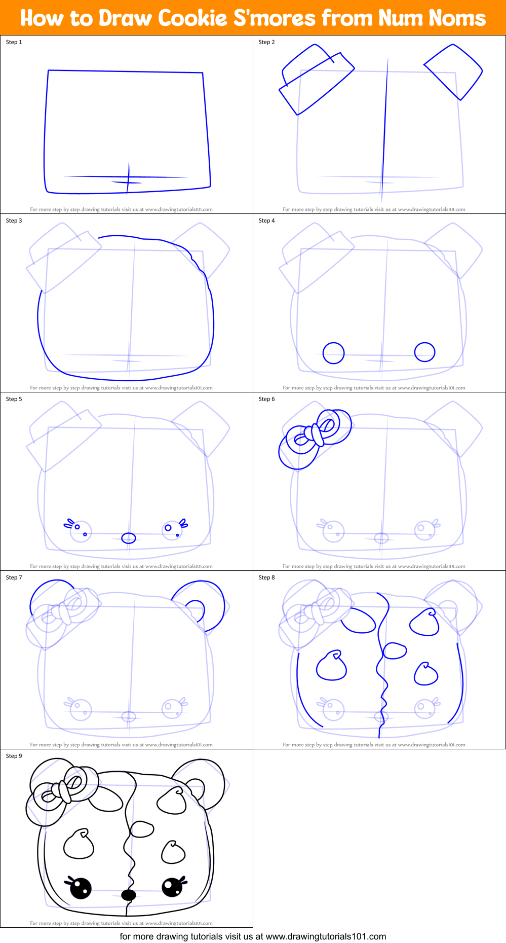 How to Draw Cookie S'mores from Num Noms Printable Step by Step