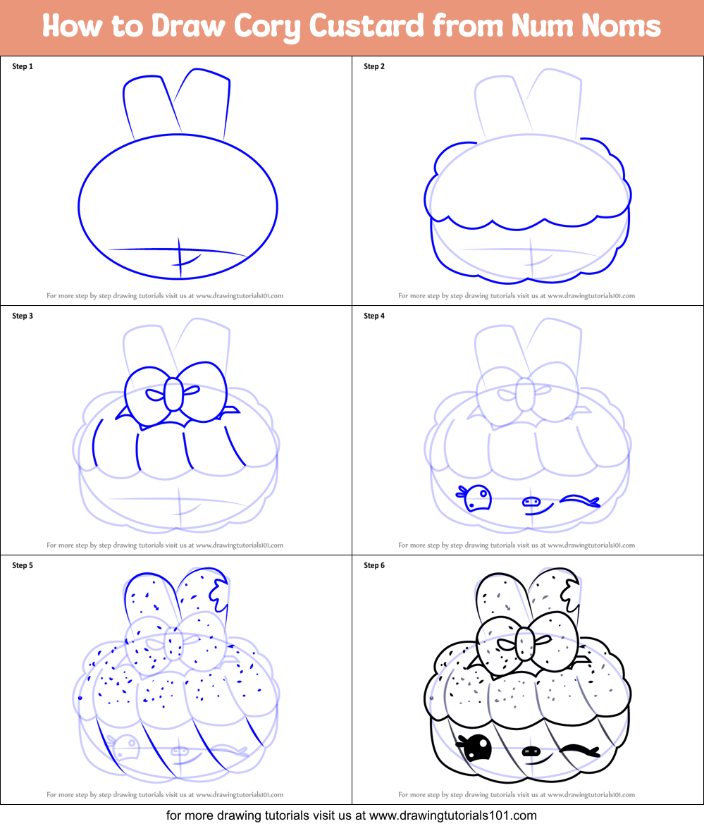 How to Draw Cory Custard from Num Noms Printable Step by Step