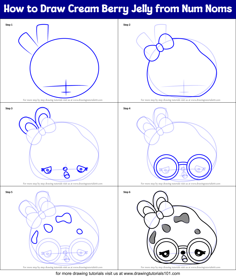 How to Draw Cream Berry Jelly from Num Noms Printable Step by Step