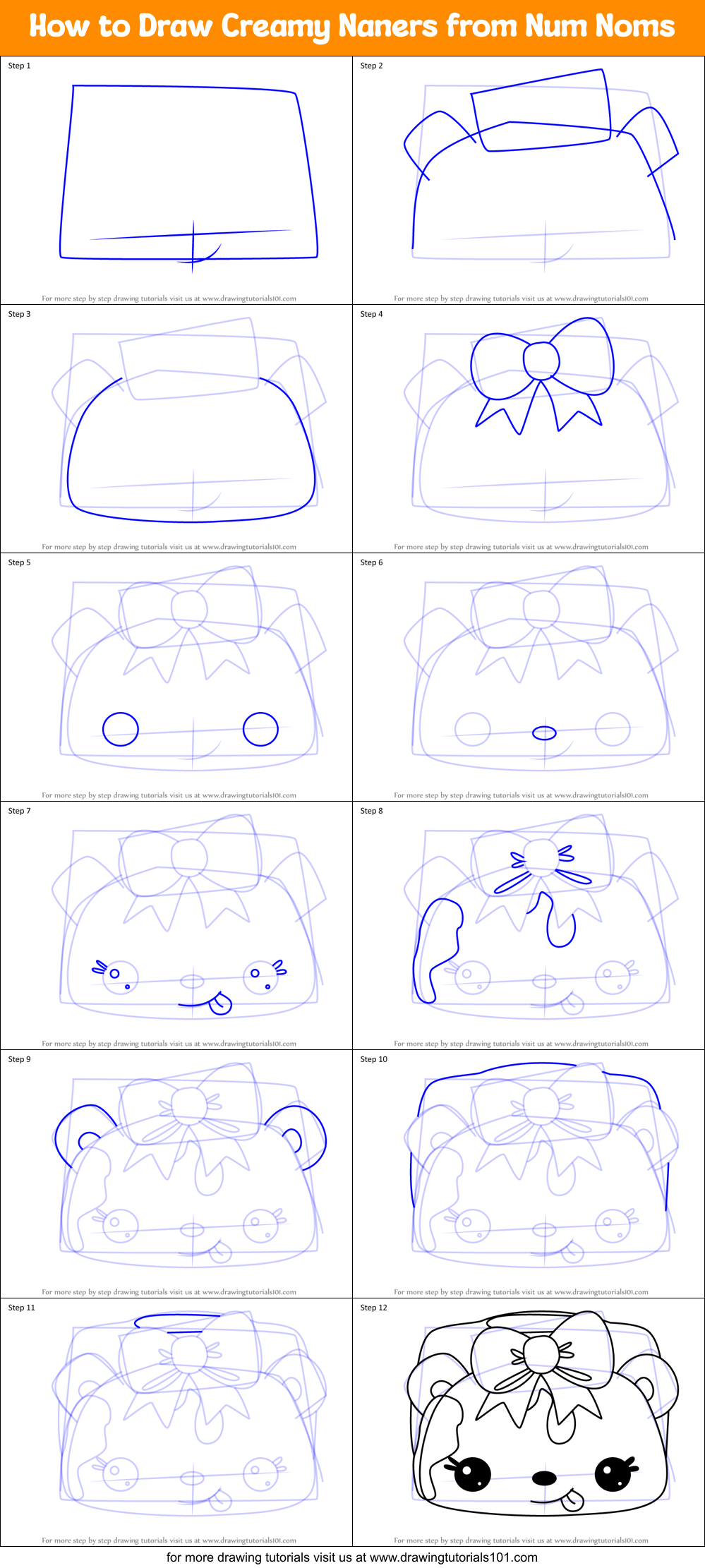 How to Draw Creamy Naners from Num Noms Printable Step by Step