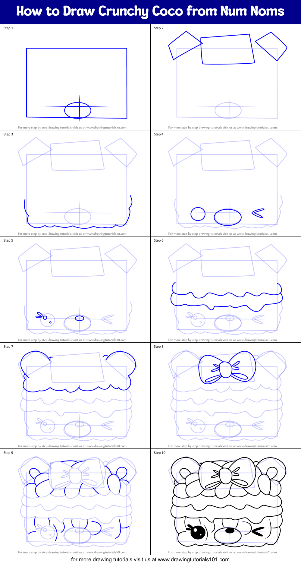 How to Draw Crunchy Coco from Num Noms Printable Step by Step