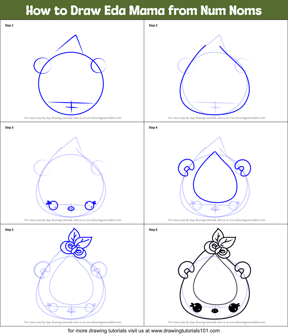 How to Draw Eda Mama from Num Noms Printable Step by Step