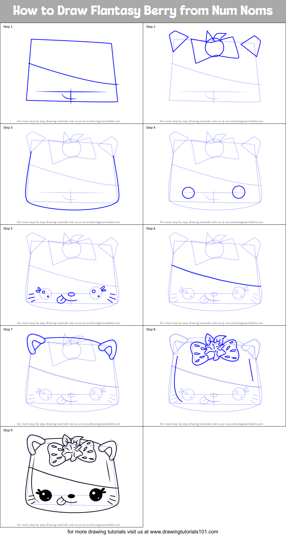 How to Draw Flantasy Berry from Num Noms Printable Step by Step