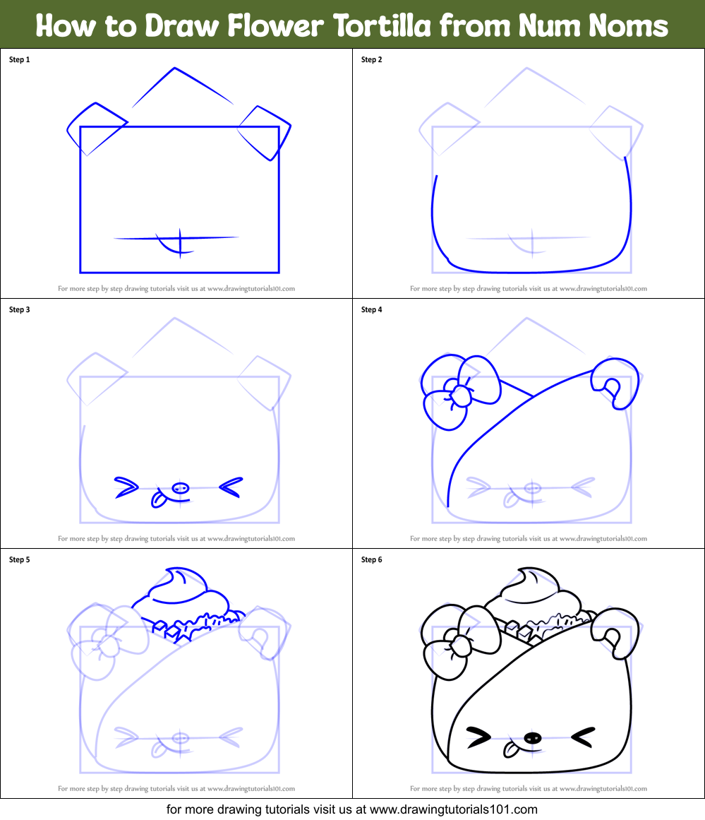 How to Draw Flower Tortilla from Num Noms Printable Step by Step