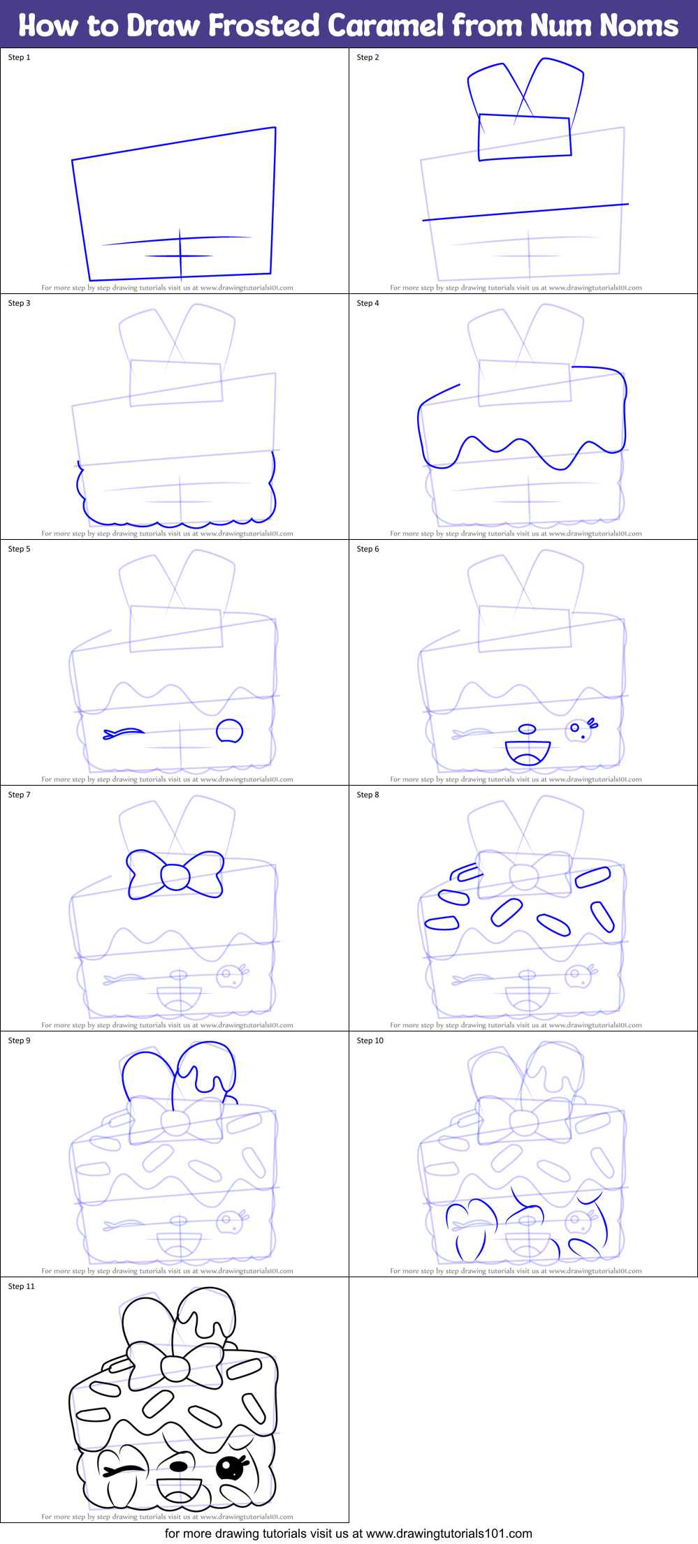 How to Draw Frosted Caramel from Num Noms Printable Step by Step